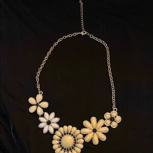 Floral Statement Necklace in Cream and Black